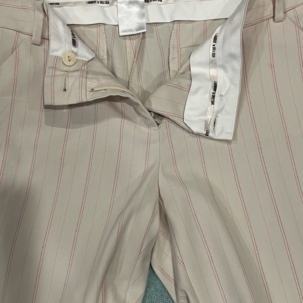 Laundry By Shelli Segal Cream Pinstripe Pants